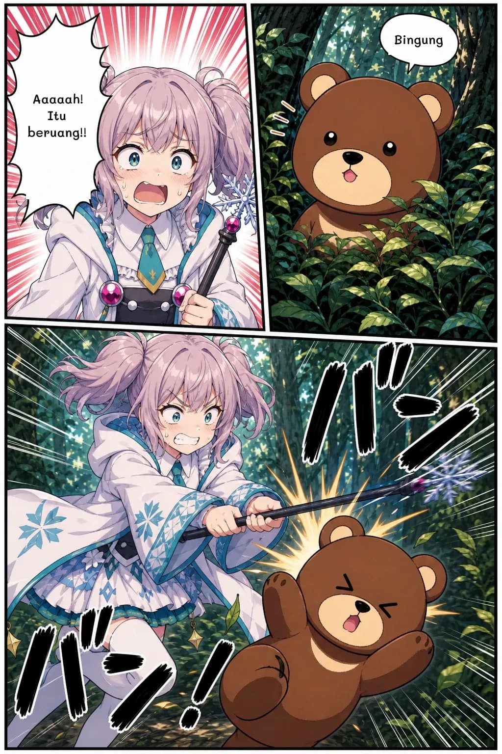Bingung
Aaaaah! Itu beruang!!
