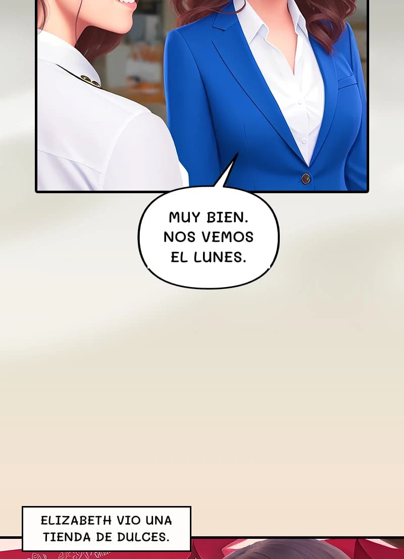 Muy bien. Nos vemos el lunes.
Elizabeth vio una tienda de dulces.