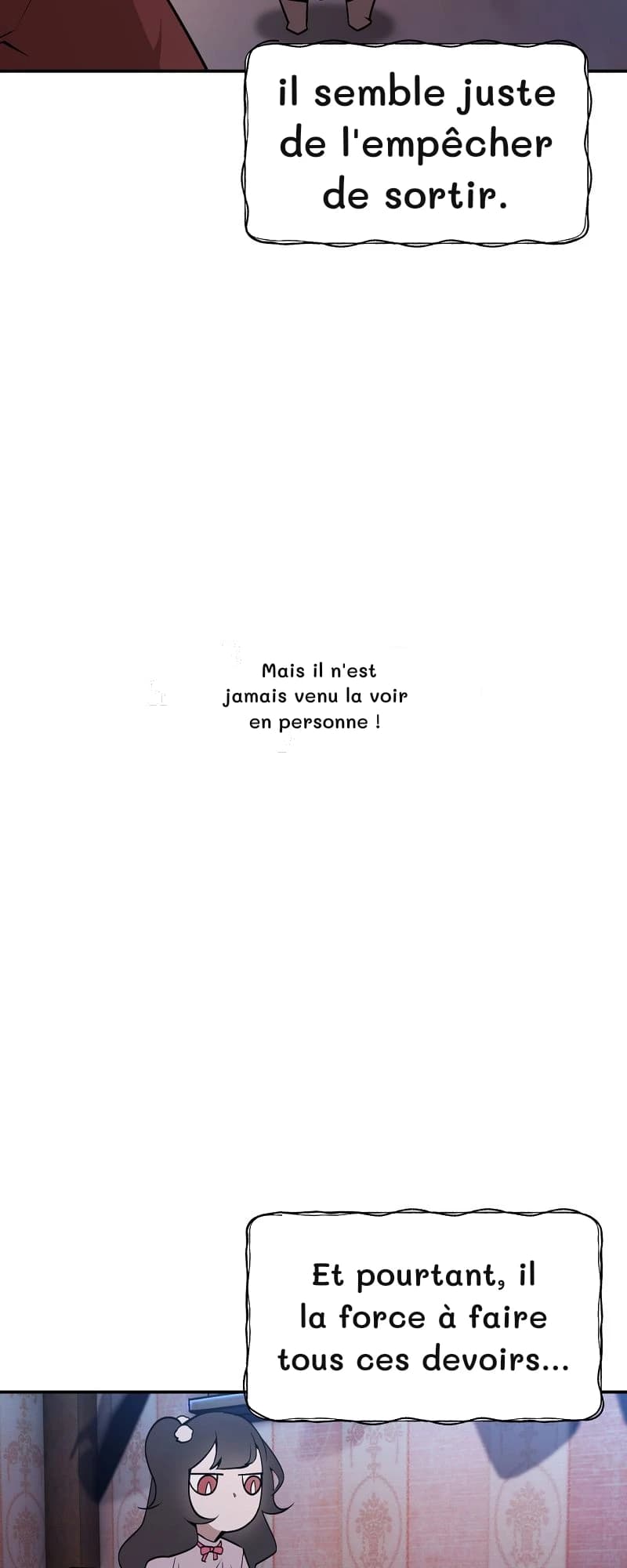 il semble juste de l'empêcher de sortir.
Mais il n'est jamais venu la voir en personne !
Et pourtant, il la force à faire tous ces devoirs…
