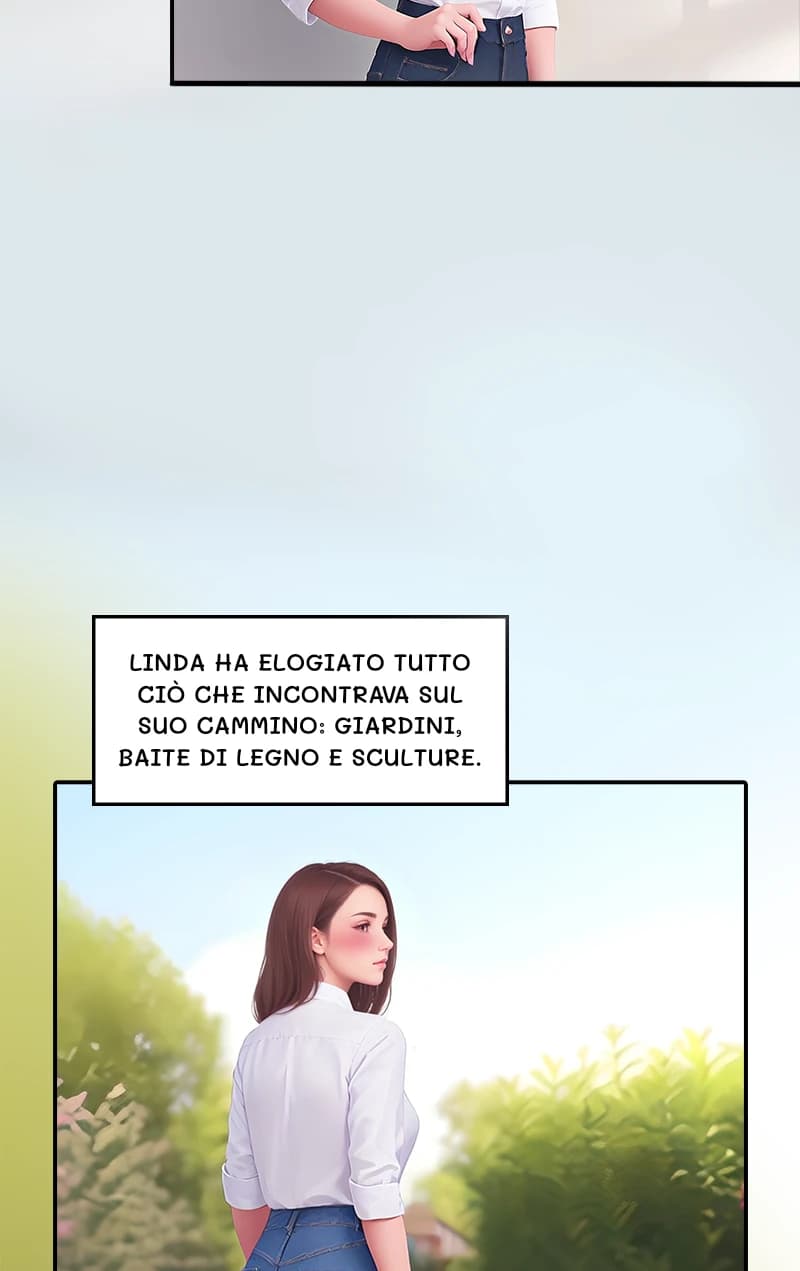 Linda ha elogiato tutto ciò che incontrava sul suo cammino: giardini, baite di legno e sculture.