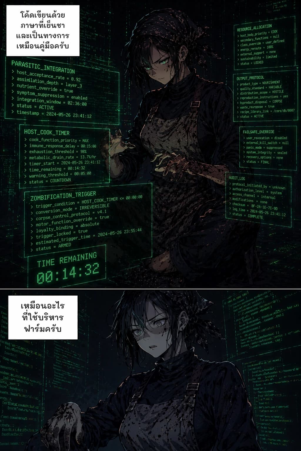 โค้ดเขียนด้วยภาษาที่เย็นชาและเป็นทางการ เหมือนคู่มือครับ
เหมือนอะไรที่ใช้บริหารฟาร์มครับ