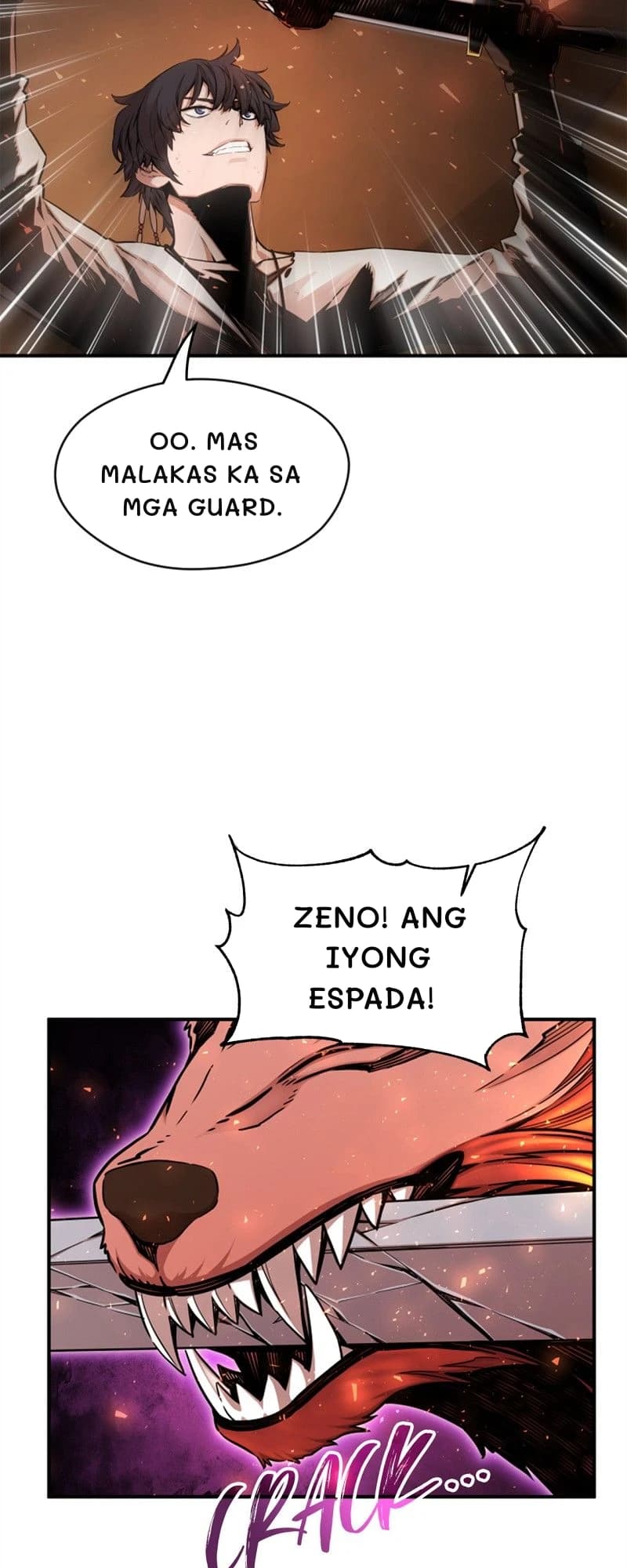 Oo. Mas malakas ka sa mga guard.
Zeno! Ang iyong espada!