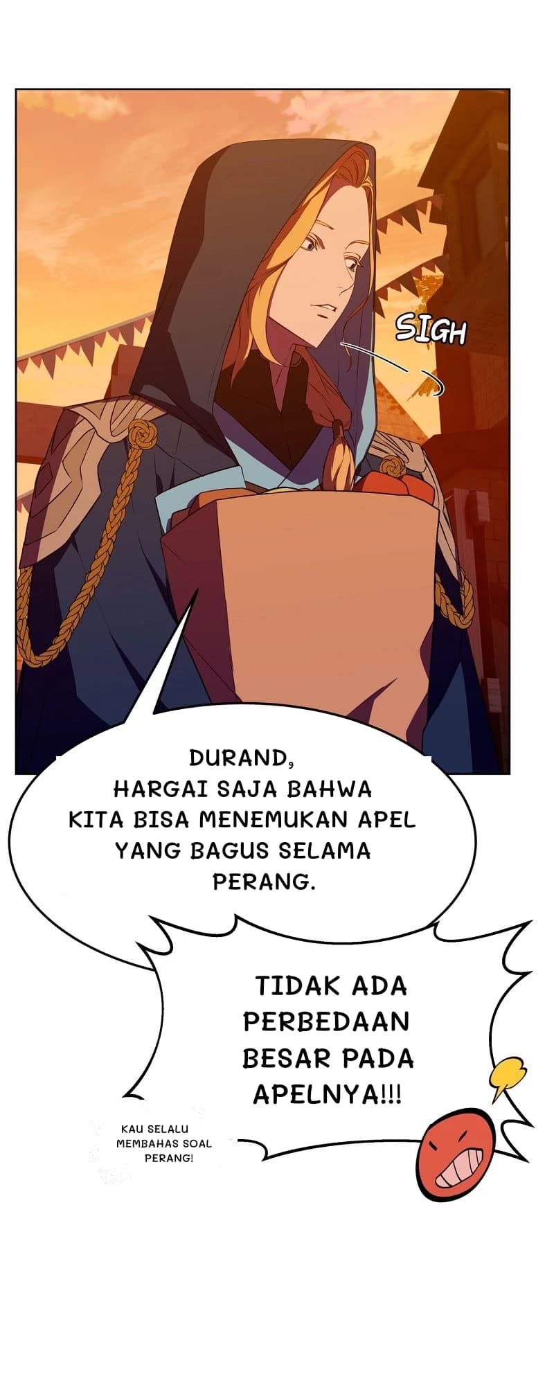 Durand, hargai saja bahwa kita bisa menemukan apel yang bagus selama perang.
Tidak ada perbedaan besar pada apelnya!!!
Kau selalu membahas soal perang!