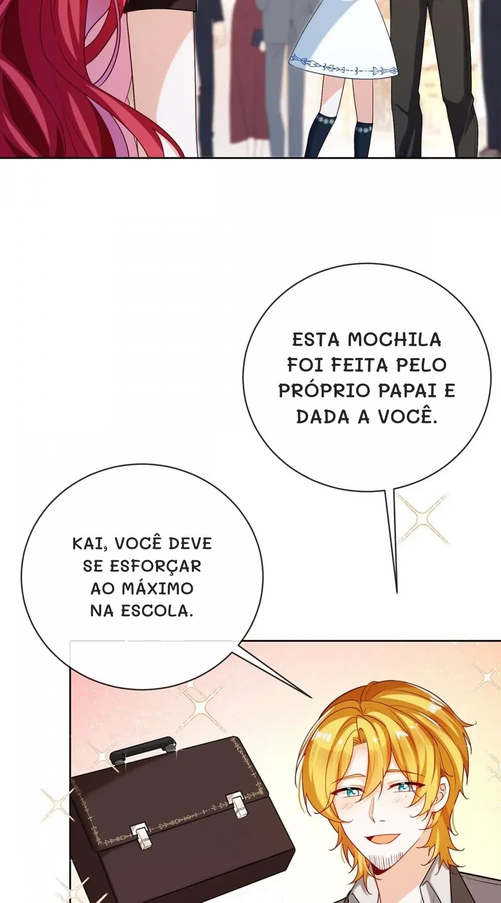 Esta mochila foi feita pelo próprio papai e dada a você.
Kai, você deve se esforçar ao máximo na escola.