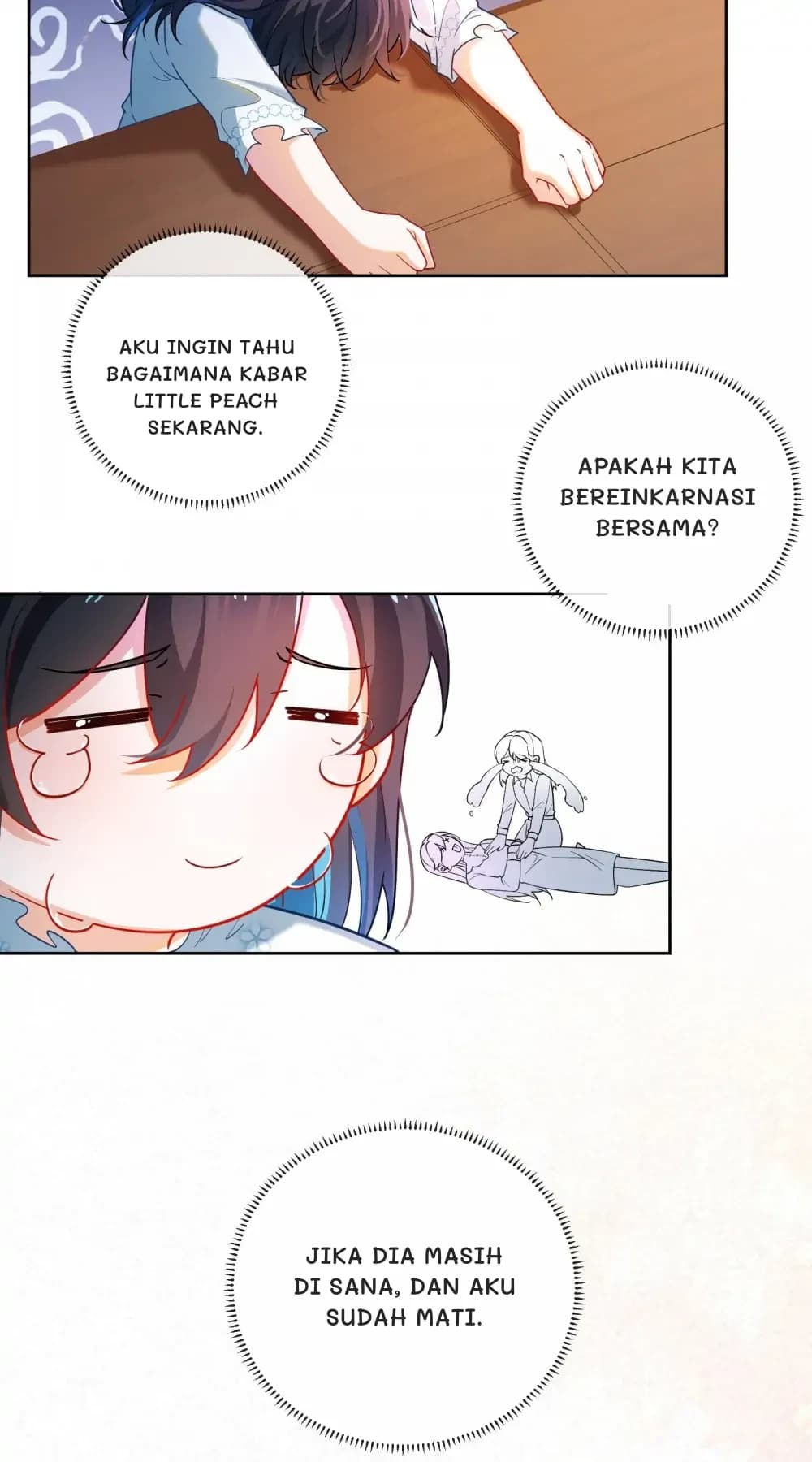 Aku ingin tahu bagaimana kabar Little Peach sekarang.
Apakah kita bereinkarnasi bersama?
Jika dia masih di sana, dan aku sudah mati.