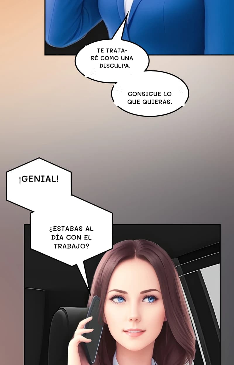 Te trataré como una disculpa.
Consigue lo que quieras.
¡Genial!
¿Estabas al día con el trabajo?