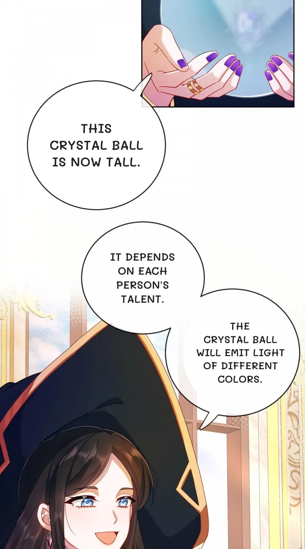 This crystal ball is now tall.
It depends on each person's talent.
The crystal ball will emit light of different colors.