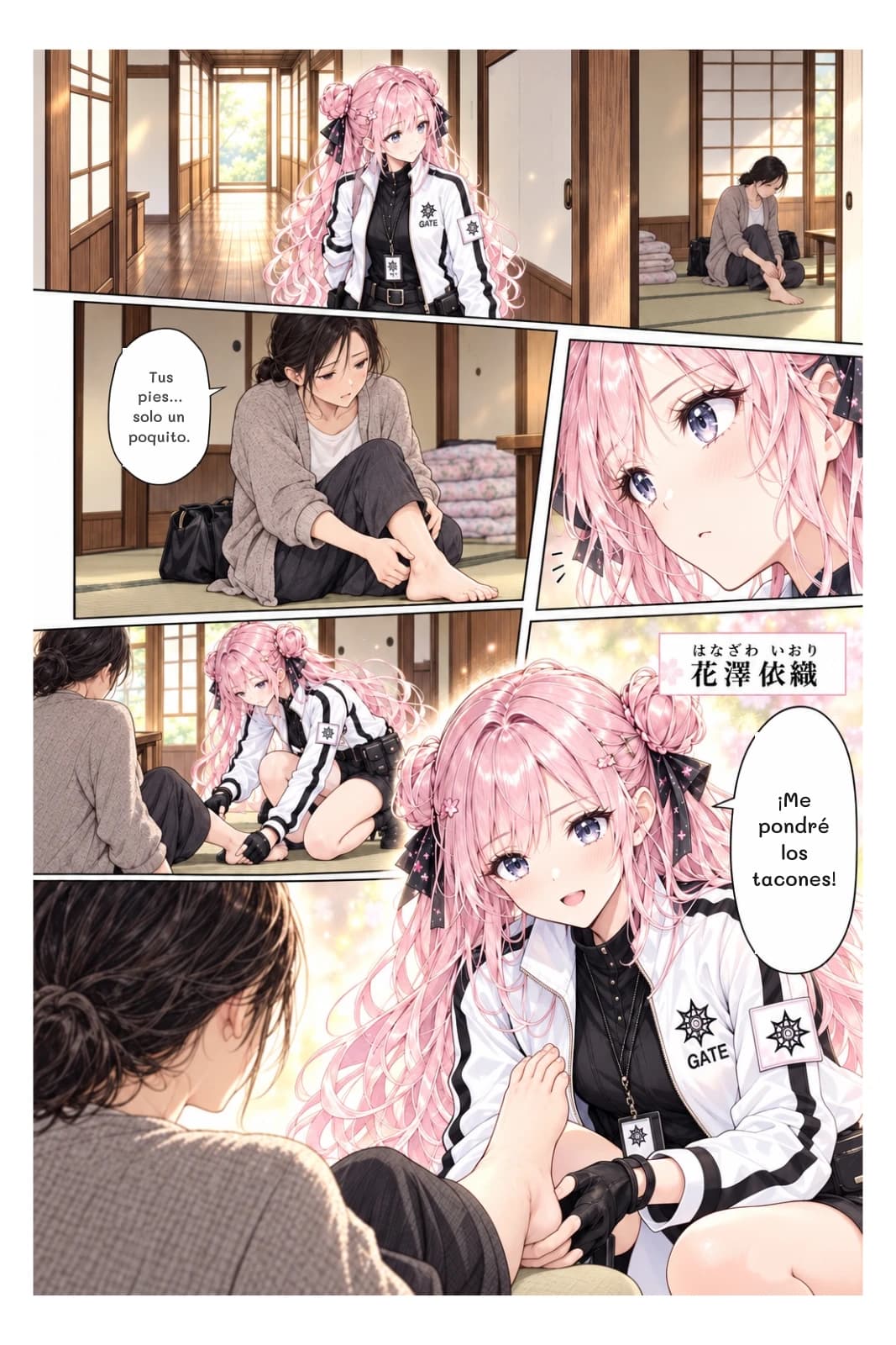 Tus pies... solo un poquito.
¡Me pondré los tacones!