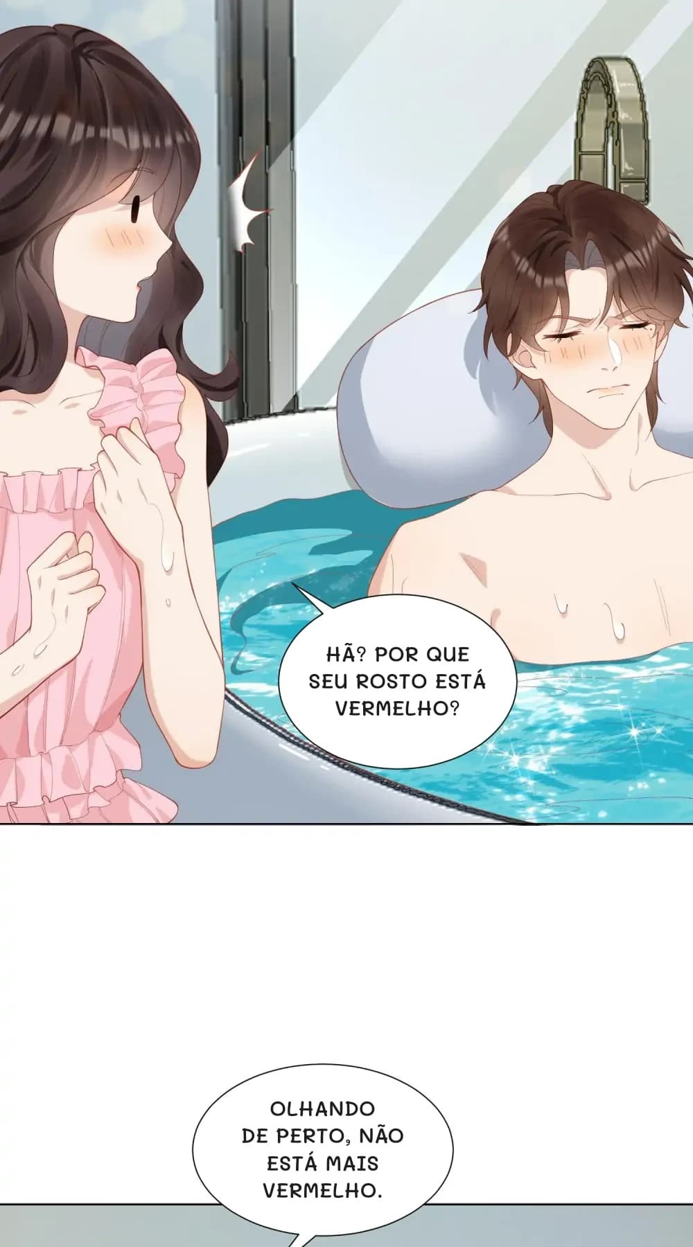 Hã? Por que seu rosto está vermelho?
Olhando de perto, não está mais vermelho.