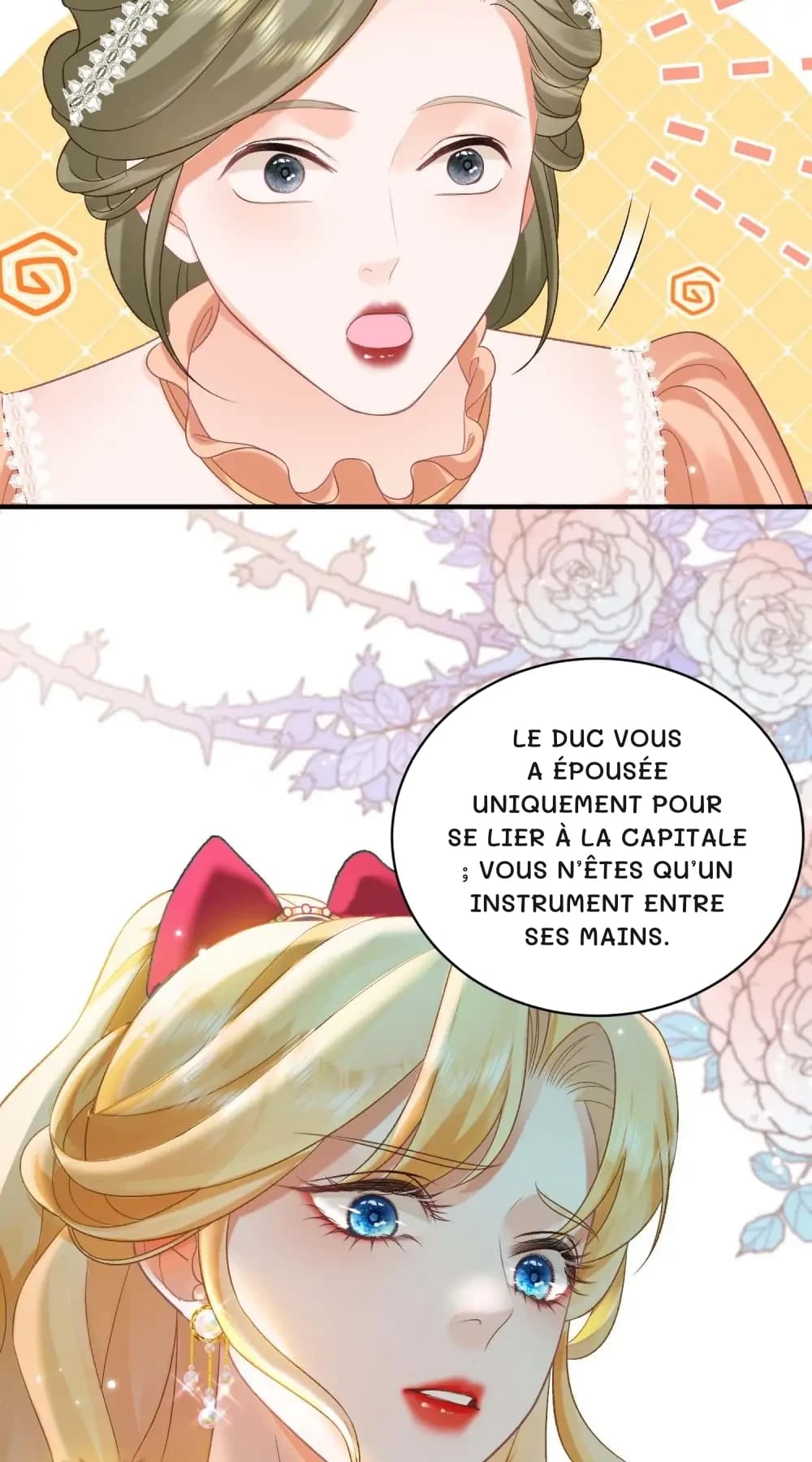 Le duc vous a épousée uniquement pour se lier à la capitale ; vous n’êtes qu’un instrument entre ses mains.