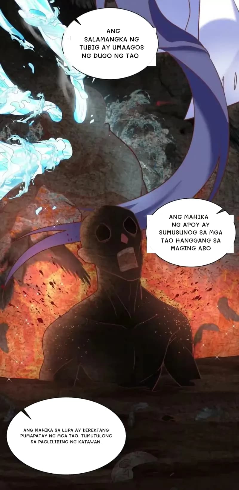 Ang salamangka ng tubig ay umaagos ng dugo ng tao
Ang mahika ng apoy ay sumusunog sa mga tao hanggang sa maging abo
Ang mahika sa lupa ay direktang pumapatay ng mga tao. Tumutulong sa paglilibing ng katawan.