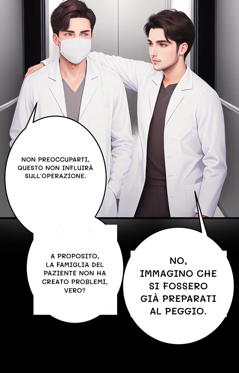 Non preoccuparti, questo non influirà sull'operazione.
A proposito, la famiglia del paziente non ha creato problemi, vero?
No, immagino che si fossero già preparati al peggio.