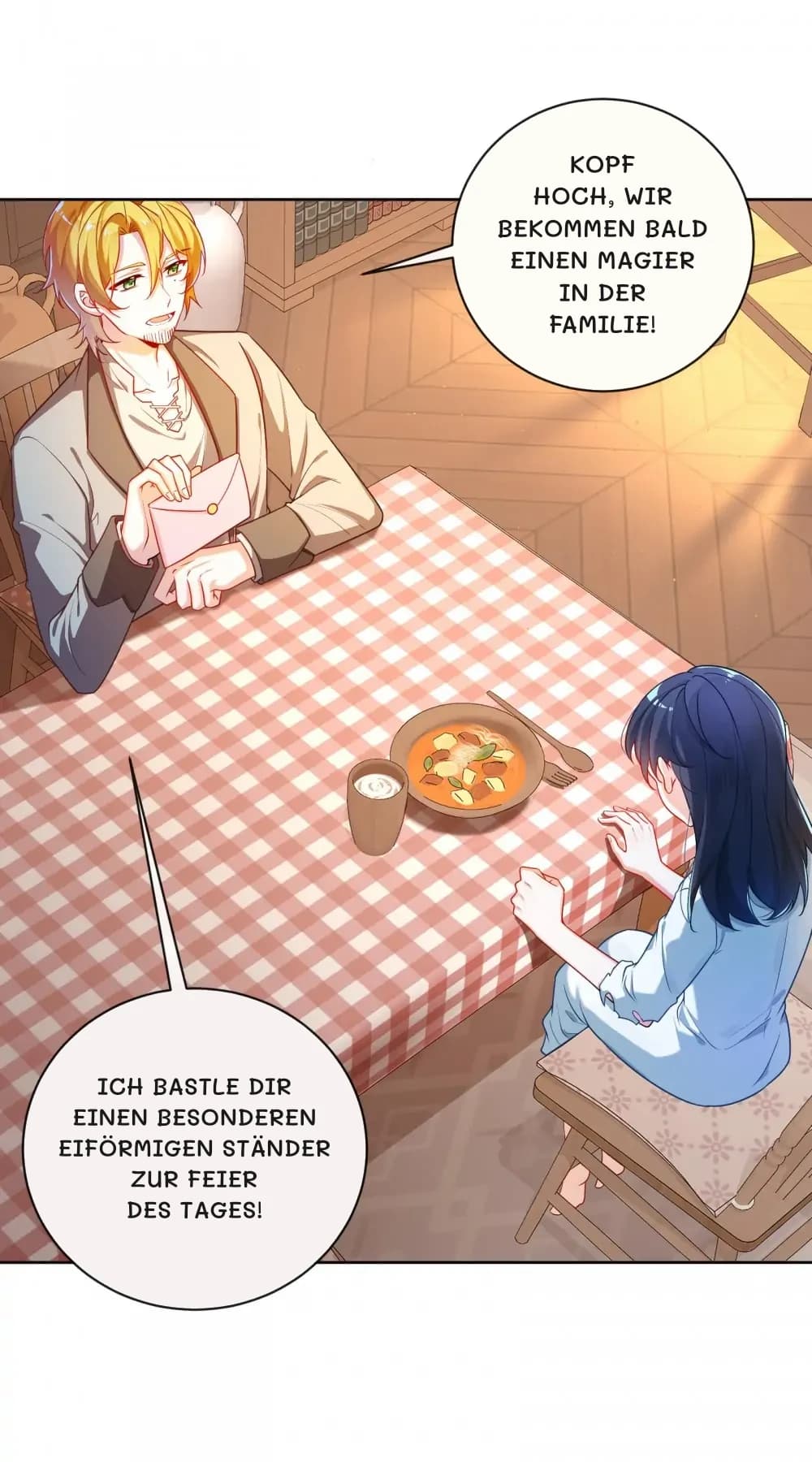 Kopf hoch, wir bekommen bald einen Magier in der Familie!
Ich bastle dir einen besonderen eiförmigen Ständer zur Feier des Tages!
