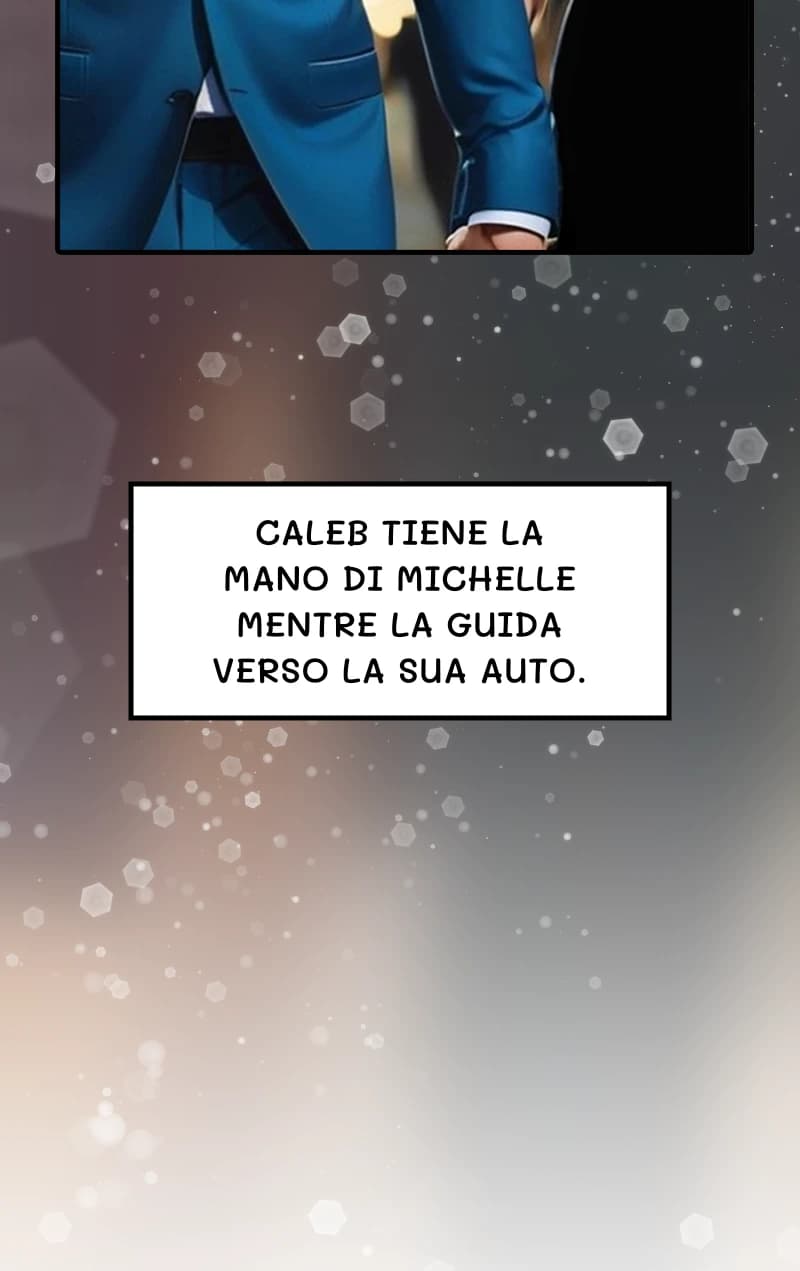 Caleb tiene la mano di Michelle mentre la guida verso la sua auto.