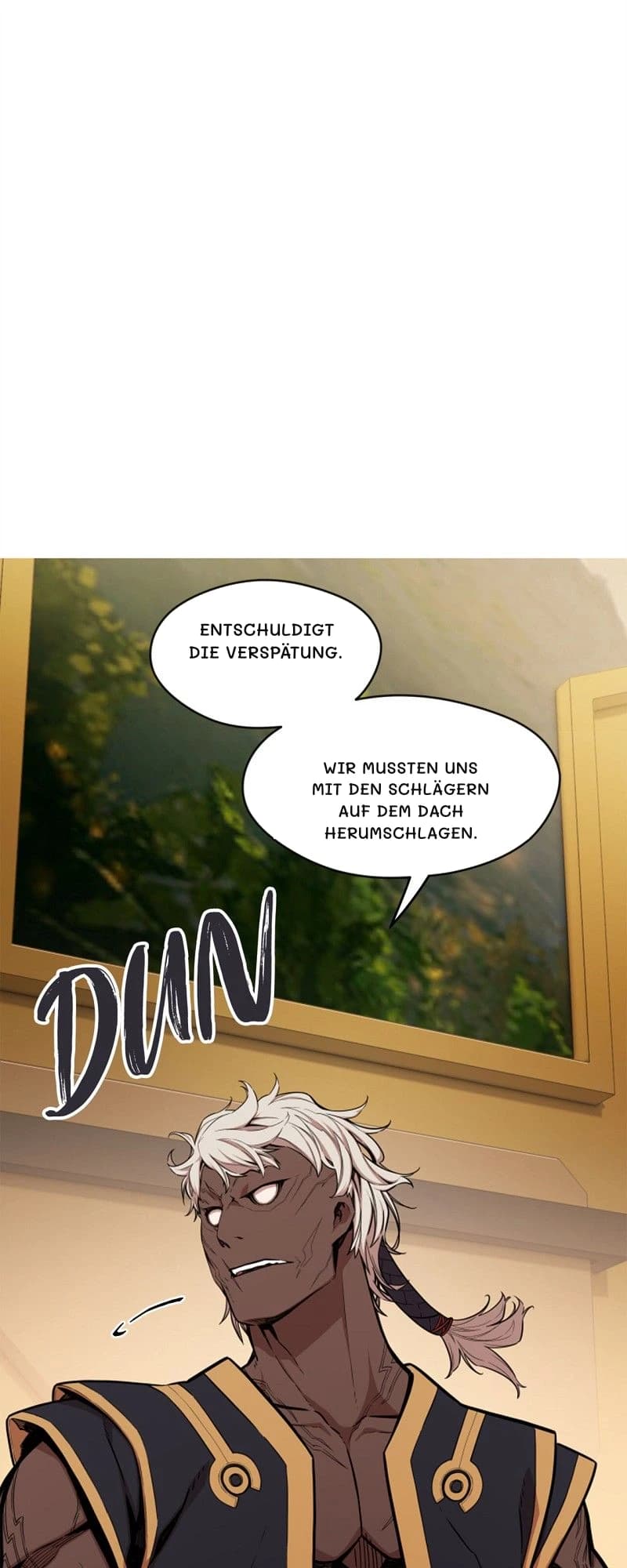 Entschuldigt die Verspätung.
Wir mussten uns mit den Schlägern auf dem Dach herumschlagen.