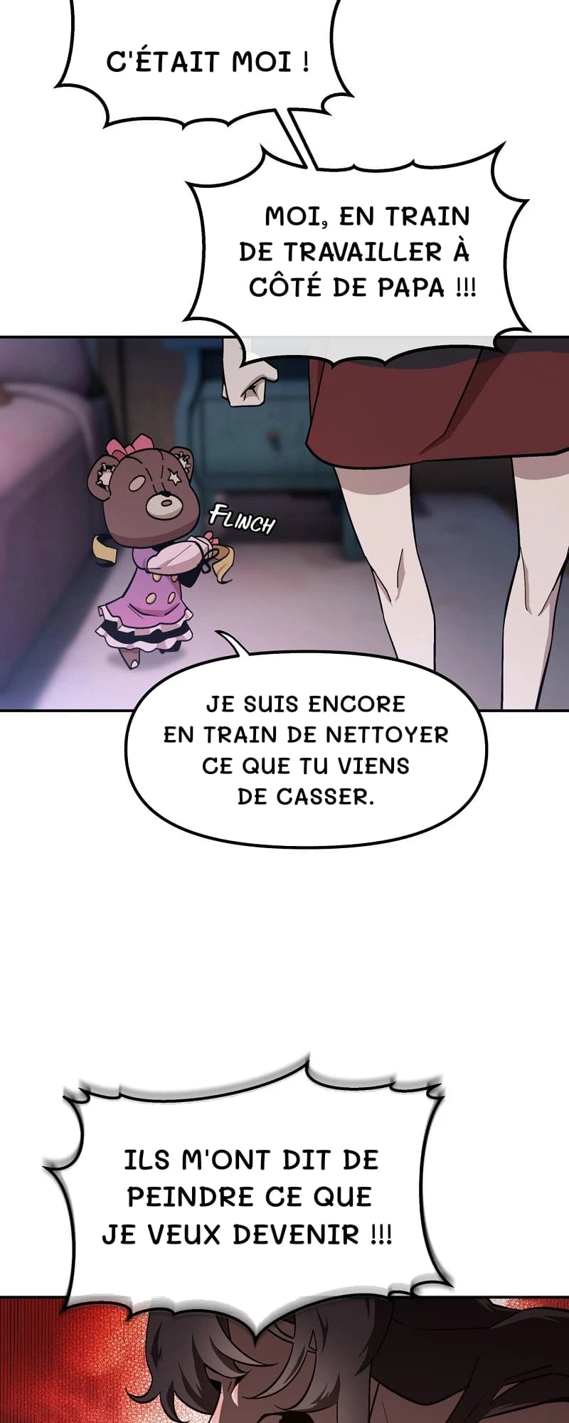 C'était moi !
Moi, en train de travailler à côté de papa !!!
Je suis encore en train de nettoyer ce que tu viens de casser.
Ils m'ont dit de peindre ce que je veux devenir !!!