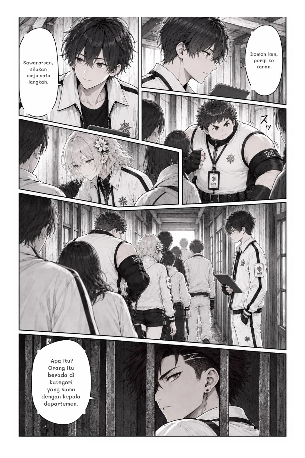 Domon-kun, pergi ke kanan.
Sawara-san, silakan maju satu langkah.
Apa itu? Orang itu berada di kategori yang sama dengan kepala departemen.