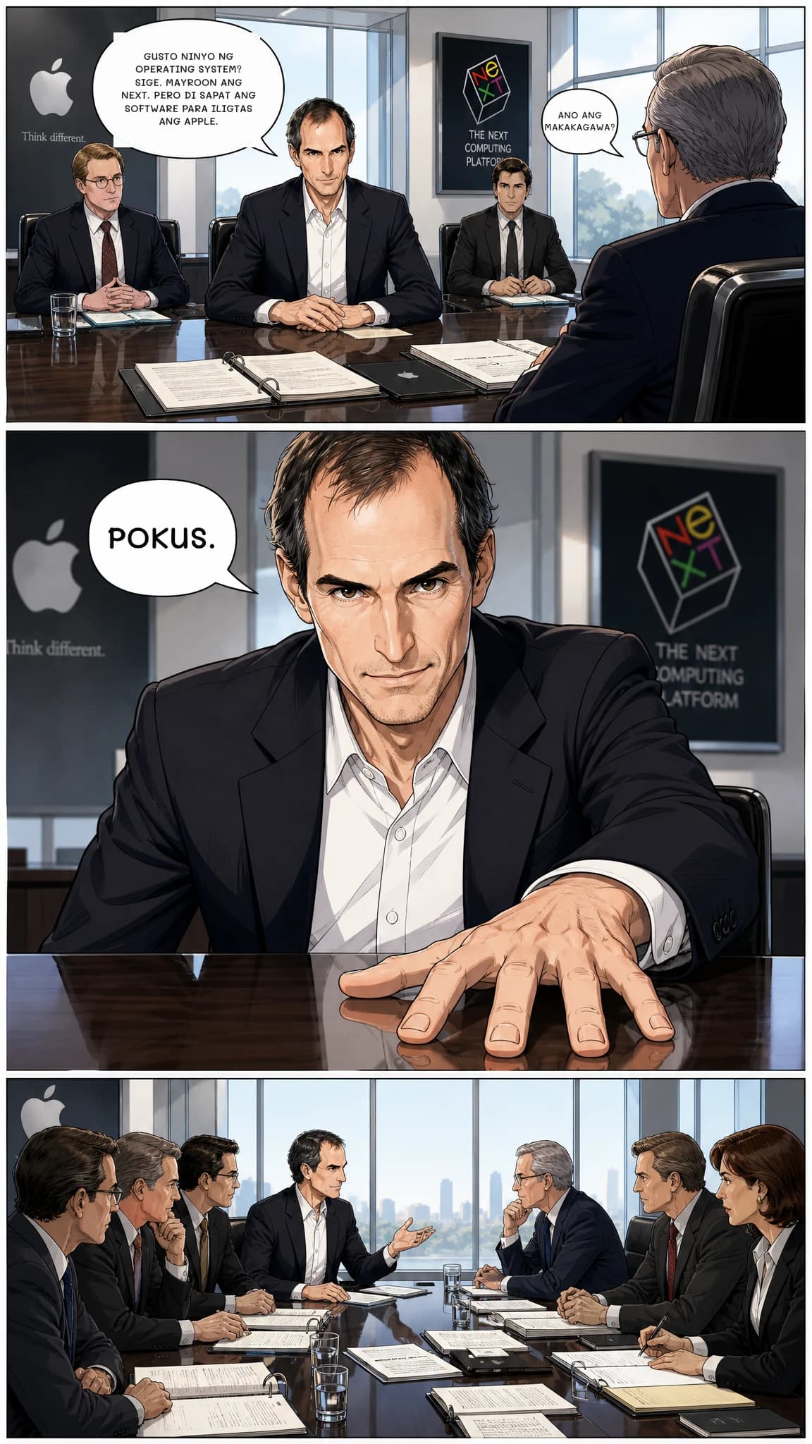 GUSTO NINYO NG OPERATING SYSTEM? Sige. Mayroon ang Next. Pero di sapat ang software para iligtas ang Apple.
ANO ANG MAKAKAGAWA?
POKUS.