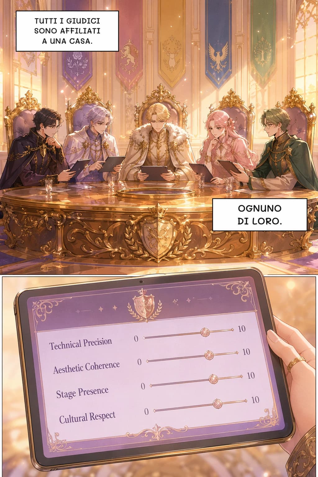 Tutti i giudici sono affiliati a una casa.
Ognuno di loro.