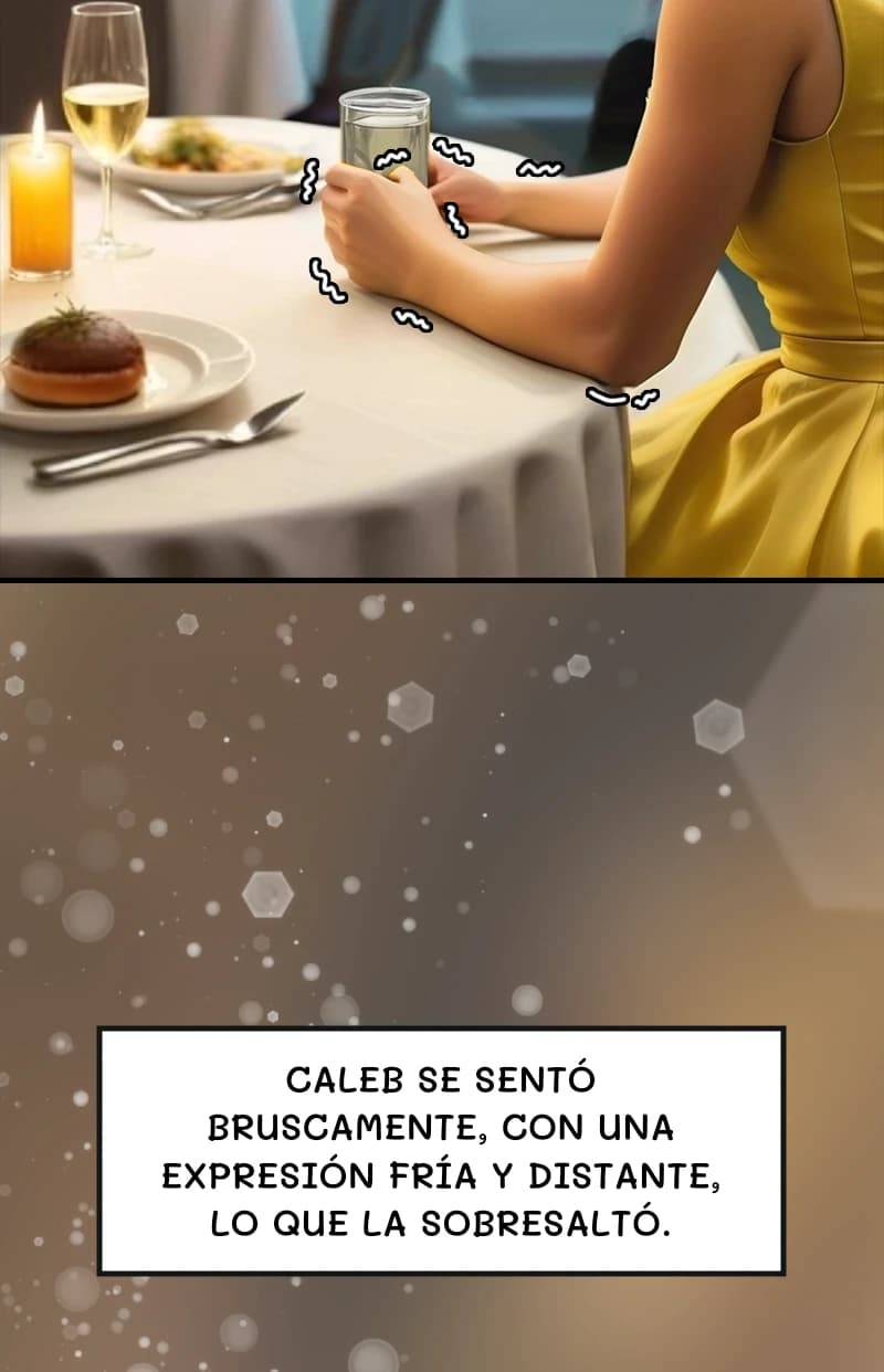 Caleb se sentó bruscamente, con una expresión fría y distante, lo que la sobresaltó.
