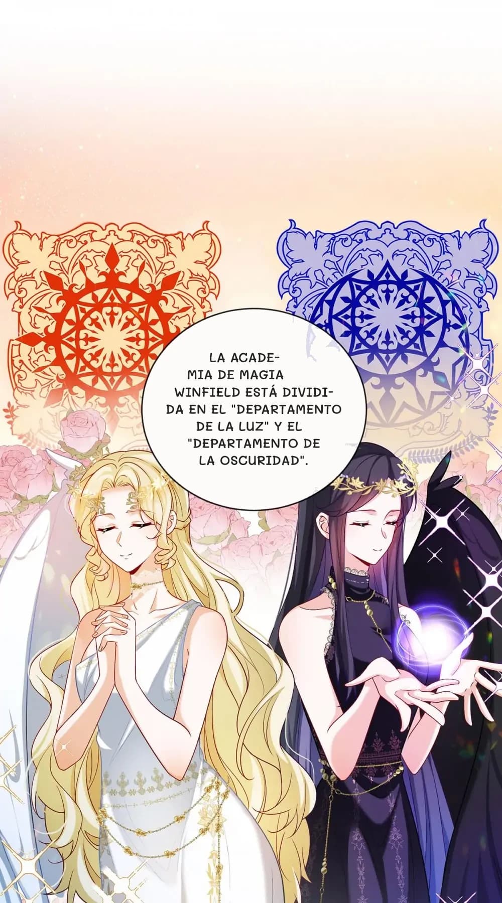 La Academia de Magia Winfield está dividida en el "Departamento de la Luz" y el "Departamento de la Oscuridad".