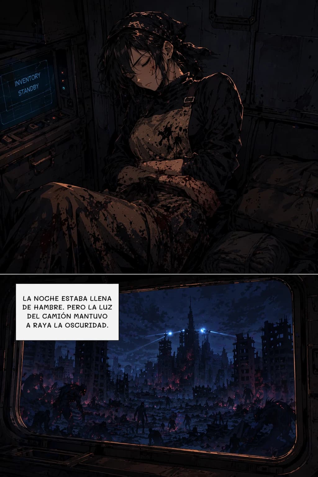 LA NOCHE ESTABA LLENA DE HAMBRE. PERO LA LUZ DEL CAMIÓN MANTUVO A RAYA LA OSCURIDAD.