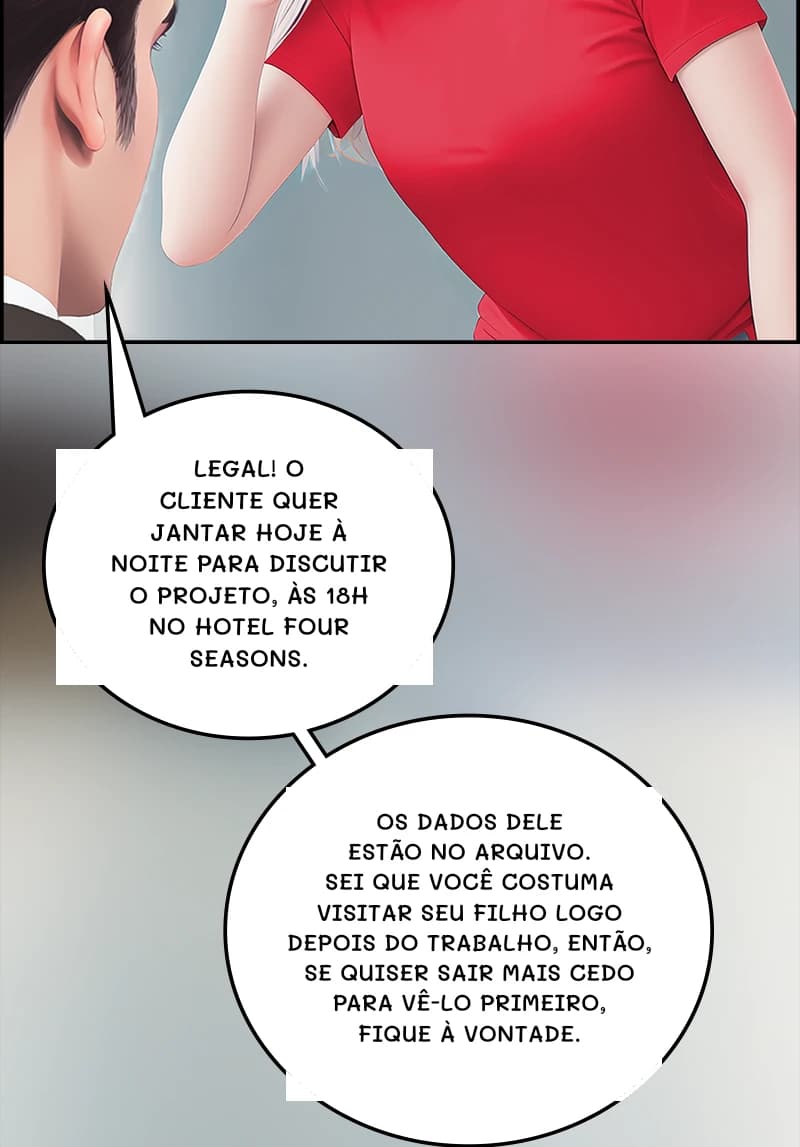 Legal! O cliente quer jantar hoje à noite para discutir o projeto, às 18h no hotel Four Seasons.
Os dados dele estão no arquivo. Sei que você costuma visitar seu filho logo depois do trabalho, então, se quiser sair mais cedo para vê-lo primeiro, fique à vontade.