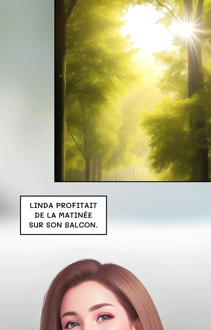 Linda profitait de la matinée sur son balcon.