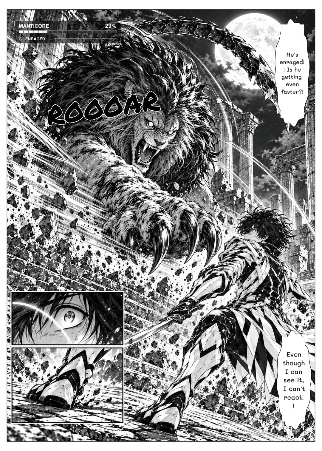 He's enraged! ! Is he getting even faster?!
Even though I can see it, I can't react! !