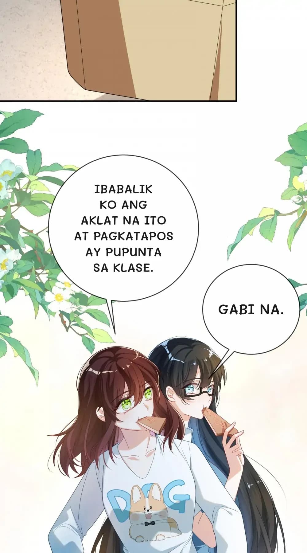 Ibabalik ko ang aklat na ito at pagkatapos ay pupunta sa klase.
Gabi na.