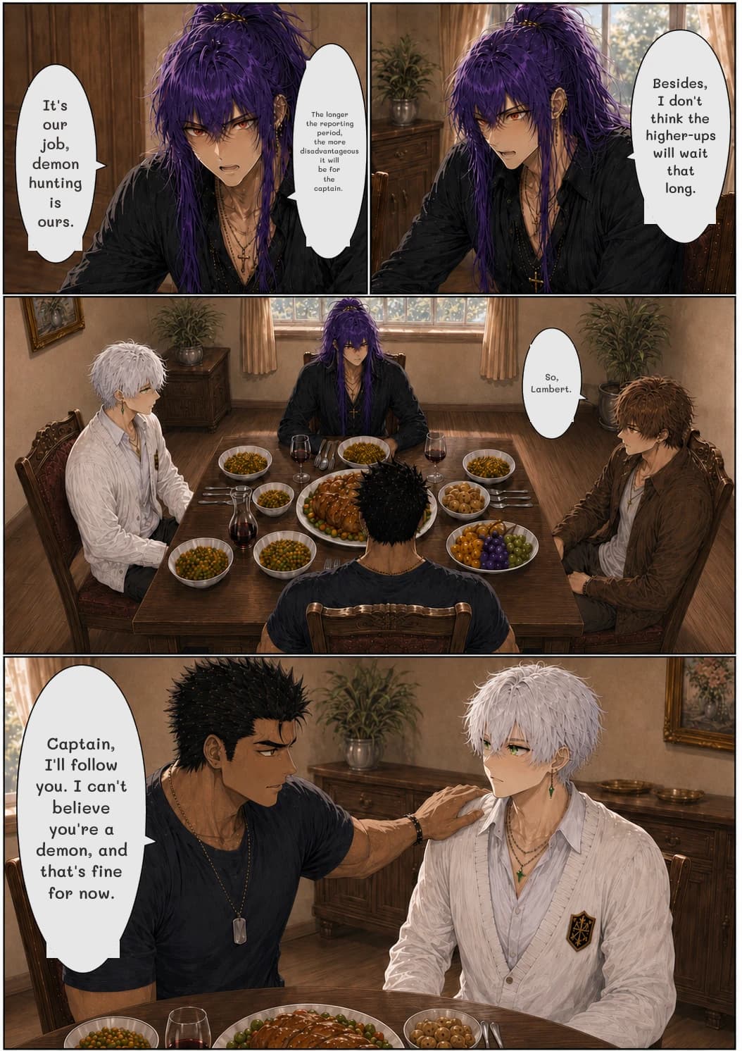 Besides, I don't think the higher-ups will wait that long.
The longer the reporting period, the more disadvantageous it will be for the captain.
It's our job, demon hunting is ours.
So, Lambert.
Captain, I'll follow you. I can't believe you're a demon, and that's fine for now.