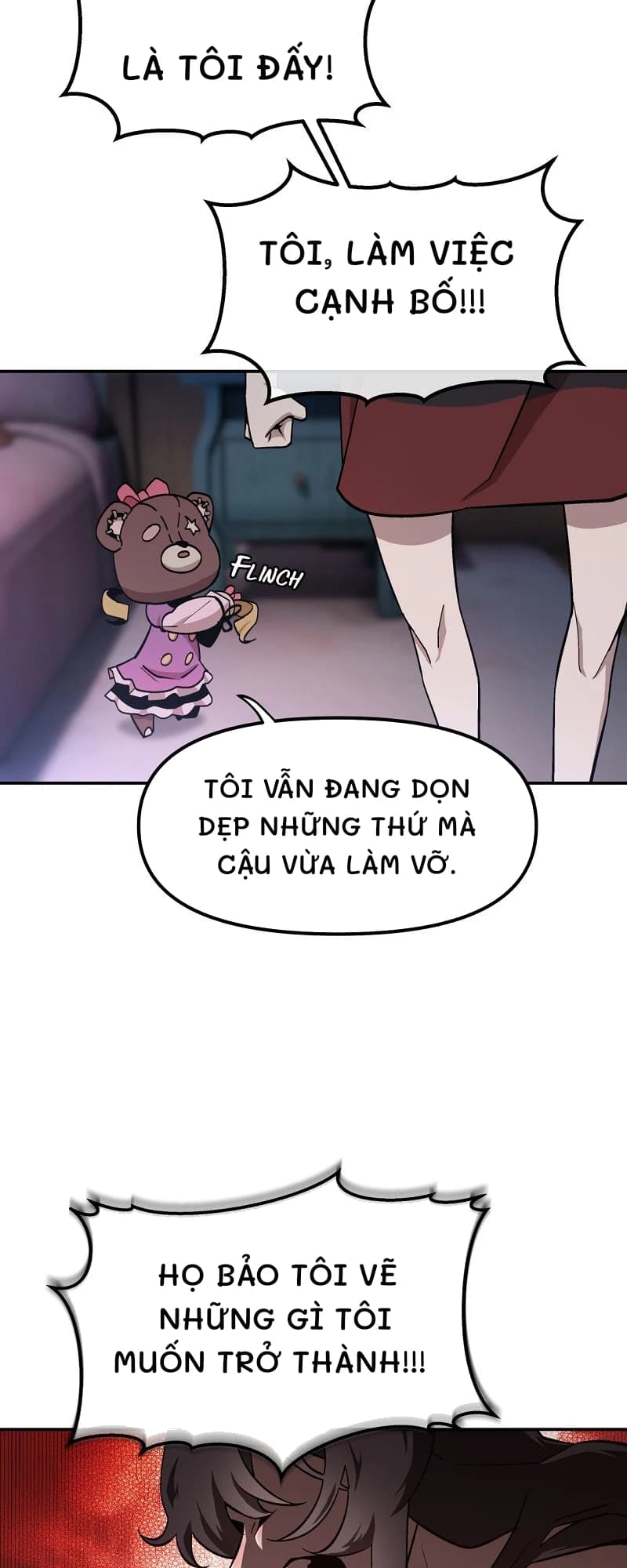 Là tôi đấy!
Tôi, làm việc cạnh bố!!!
Tôi vẫn đang dọn dẹp những thứ mà cậu vừa làm vỡ.
Họ bảo tôi vẽ những gì tôi muốn trở thành!!!