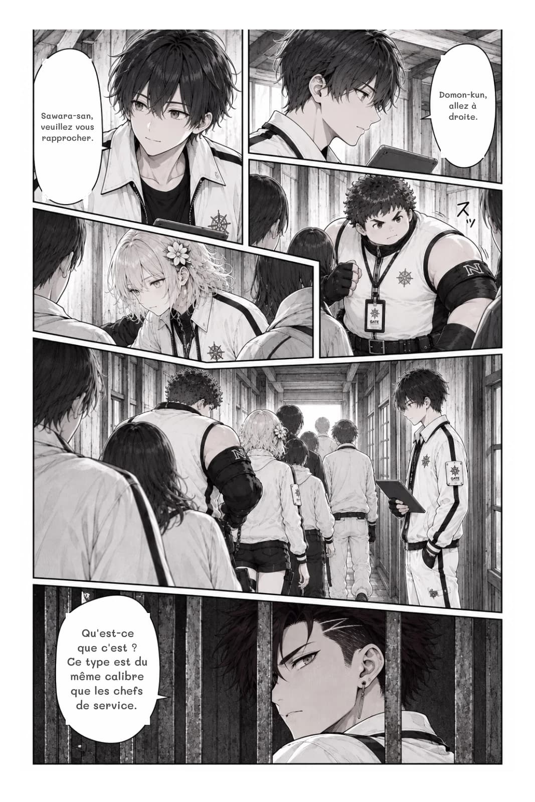 Domon-kun, allez à droite.
Sawara-san, veuillez vous rapprocher.
Qu'est-ce que c'est ? Ce type est du même calibre que les chefs de service.