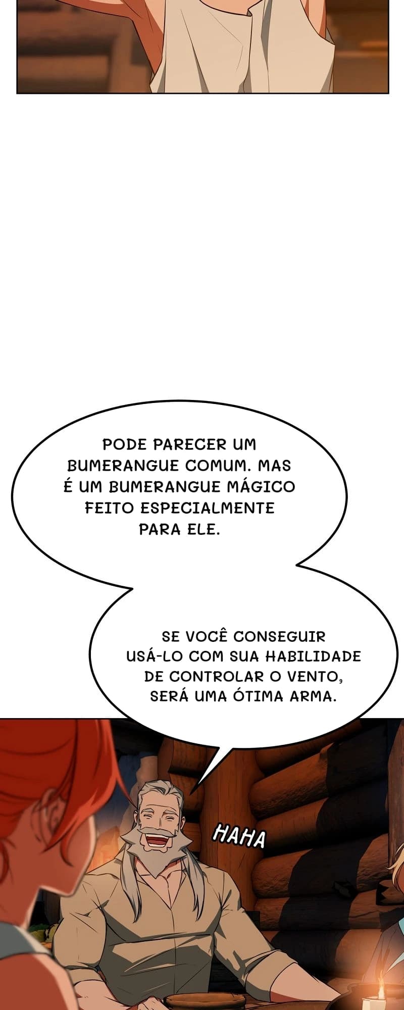 Pode parecer um bumerangue comum. Mas é um bumerangue mágico feito especialmente para ele.
Se você conseguir usá-lo com sua habilidade de controlar o vento, será uma ótima arma.