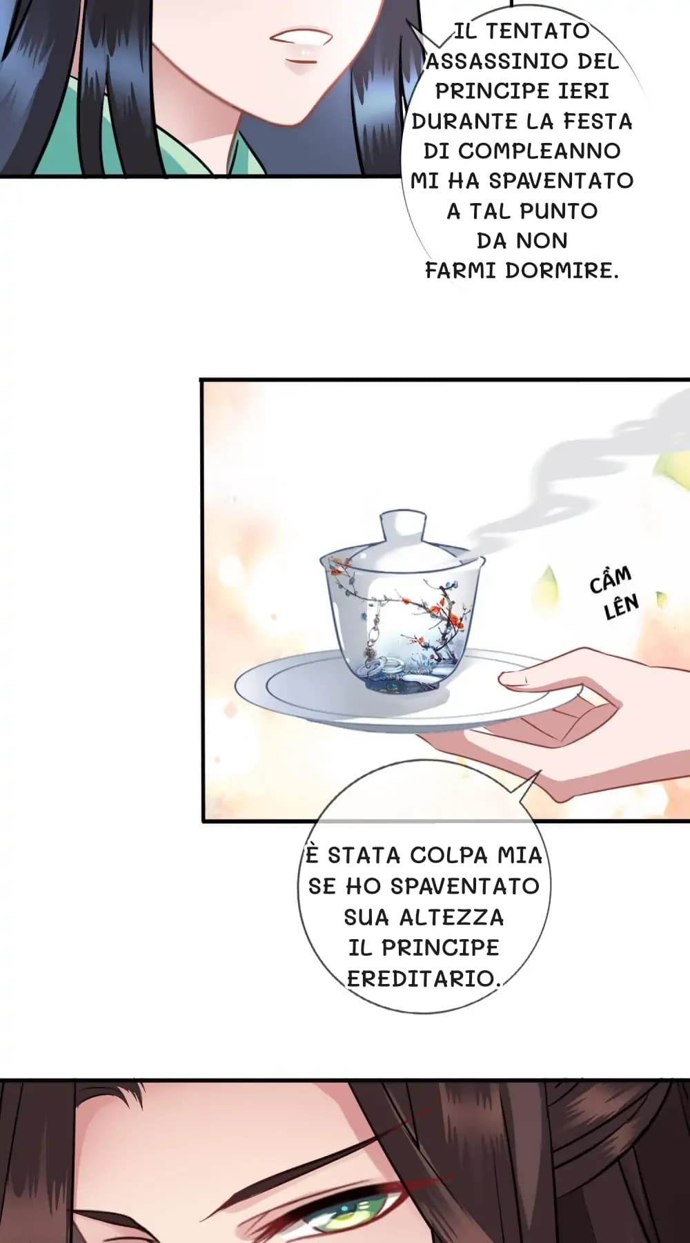 Il tentato assassinio del principe ieri durante la festa di compleanno mi ha spaventato a tal punto da non farmi dormire.
È stata colpa mia se ho spaventato Sua Altezza il Principe Ereditario.