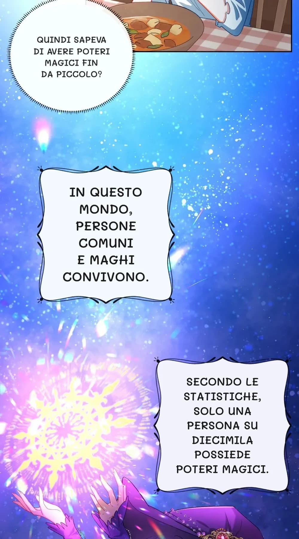 Quindi sapeva di avere poteri magici fin da piccolo?
In questo mondo, persone comuni e maghi convivono.
Secondo le statistiche, solo una persona su diecimila possiede poteri magici.