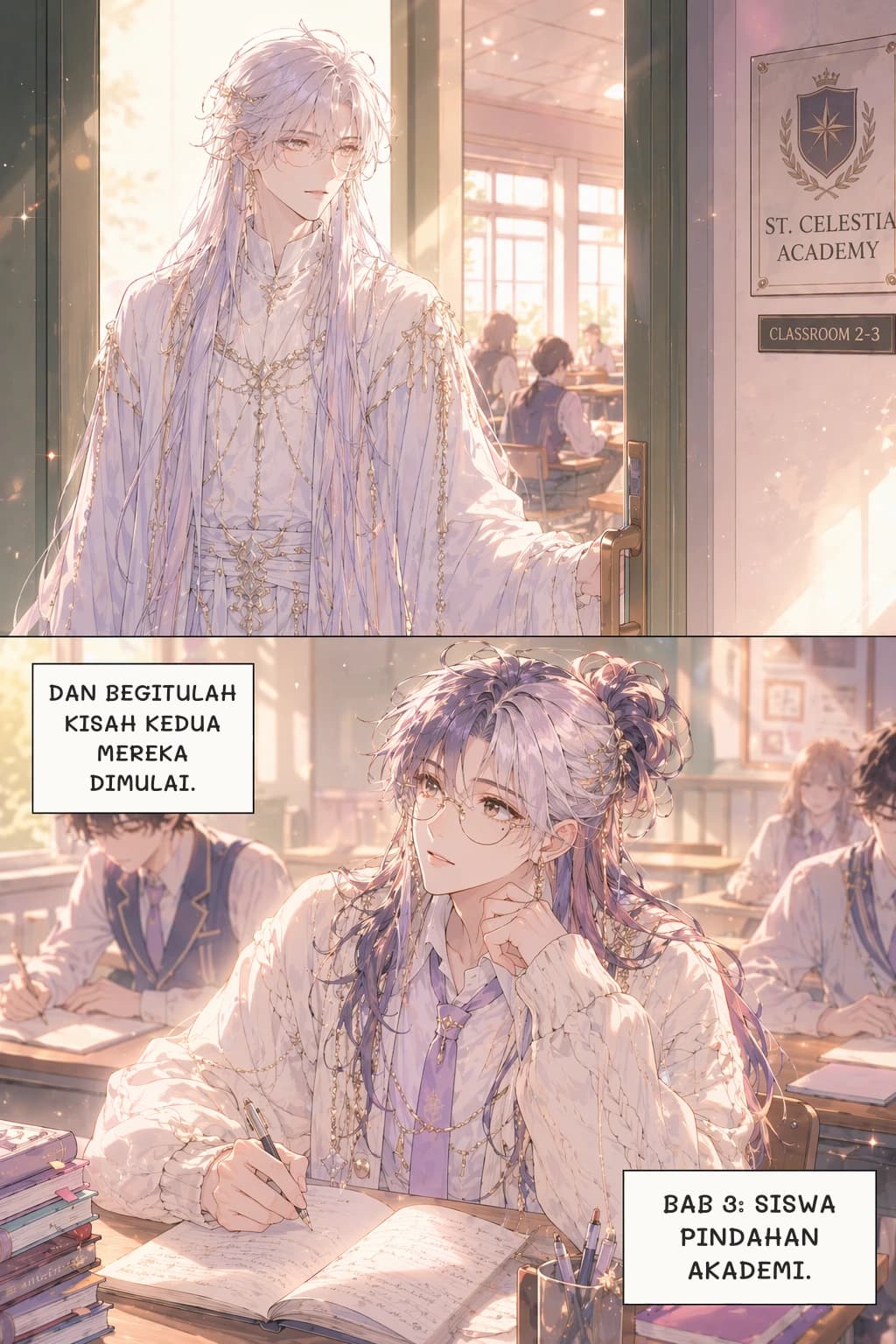 DAN BEGITULAH KISAH KEDUA MEREKA DIMULAI.
BAB 3: SISWA PINDAHAN AKADEMI.