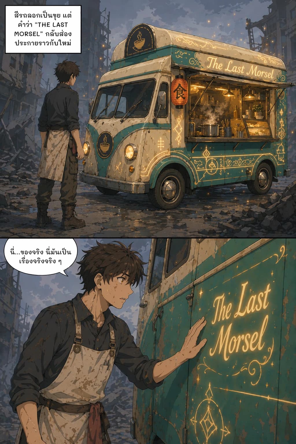 สีรถลอกเป็นขุย แต่คำว่า “THE LAST MORSEL” กลับส่องประกายราวกับใหม่
นี่...ของจริง นี่มันเป็นเรื่องจริงจริง ๆ