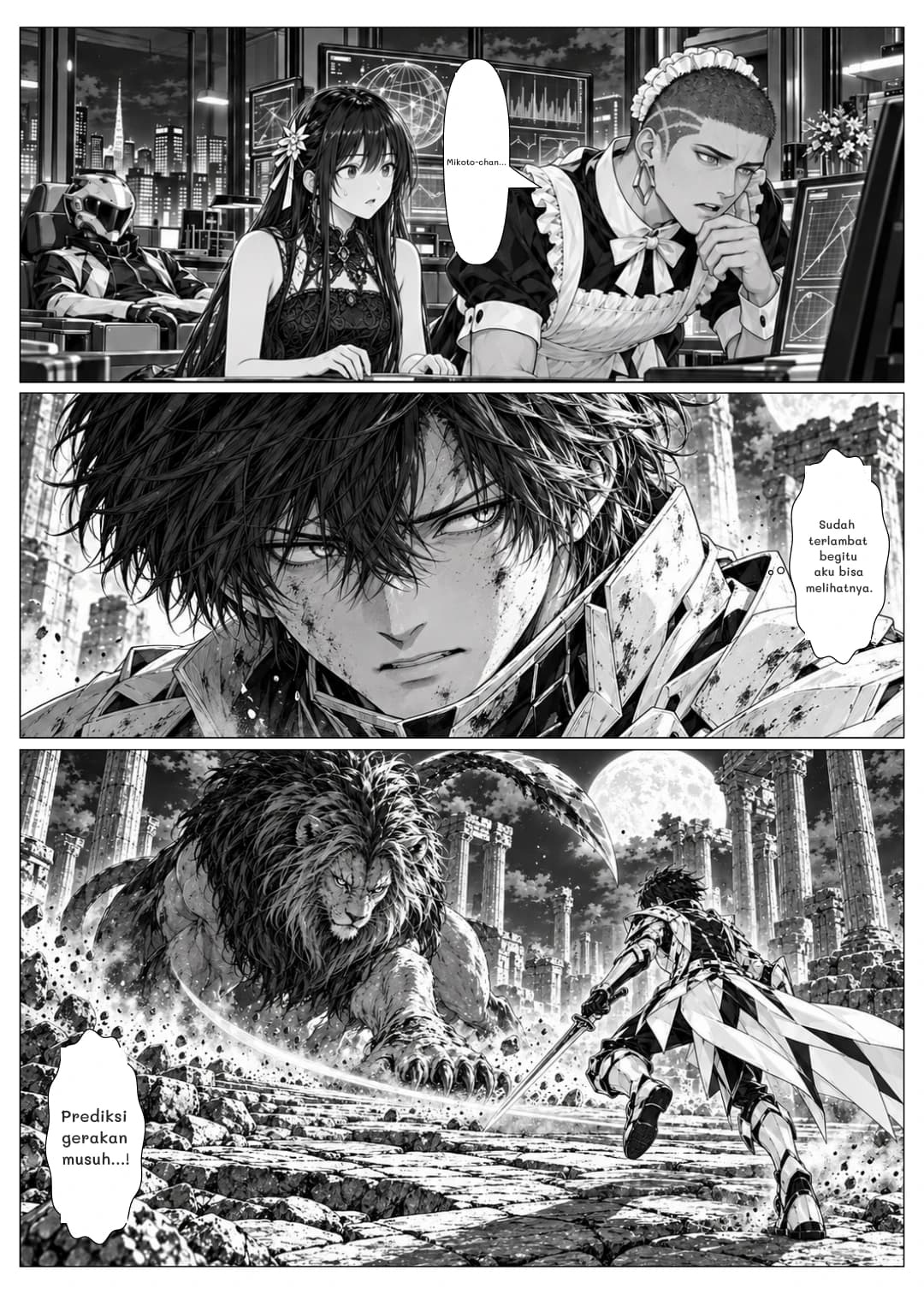 Mikoto-chan...
Sudah terlambat begitu aku bisa melihatnya.
Prediksi gerakan musuh...!