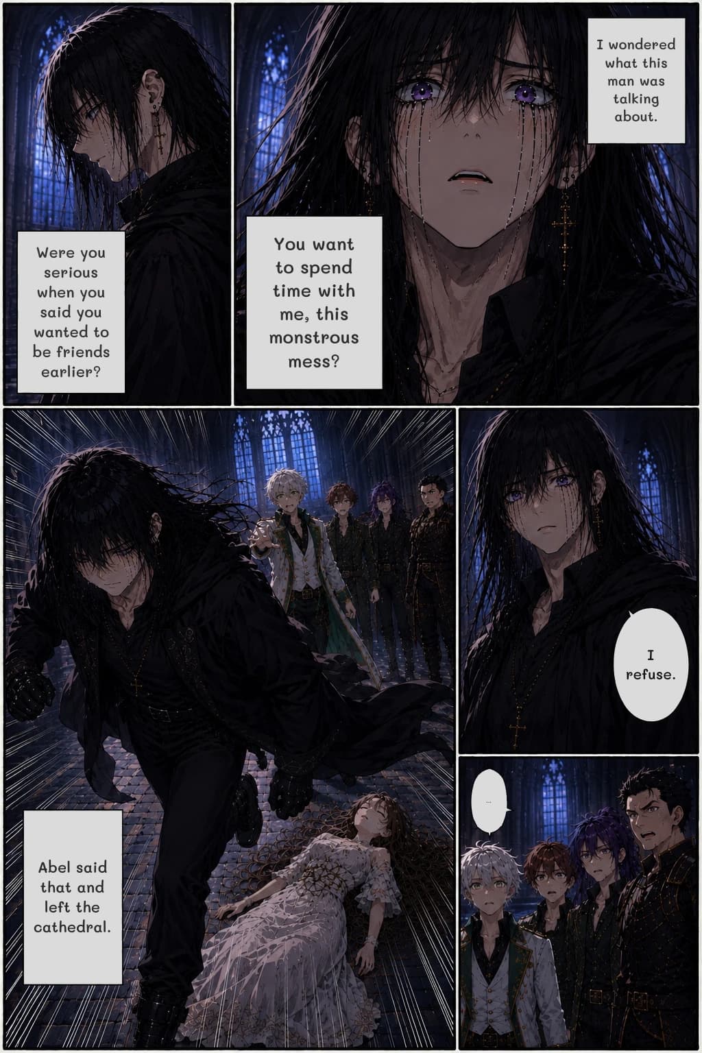 I wondered what this man was talking about.
You want to spend time with me, this monstrous mess?
Were you serious when you said you wanted to be friends earlier?
I refuse.
...
Abel said that and left the cathedral.