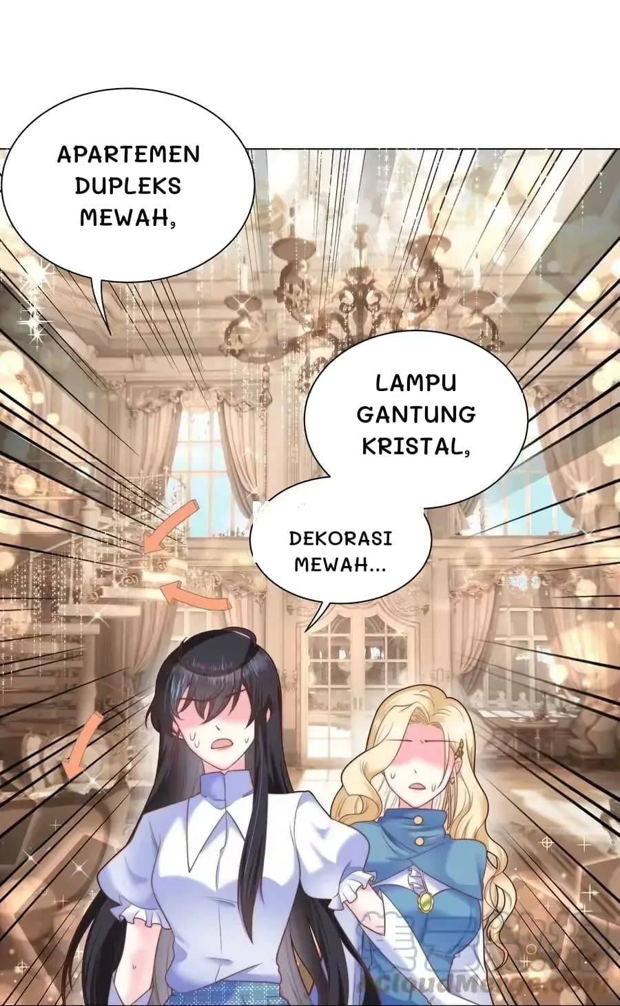 Apartemen dupleks mewah,
Lampu gantung kristal,
Dekorasi mewah...