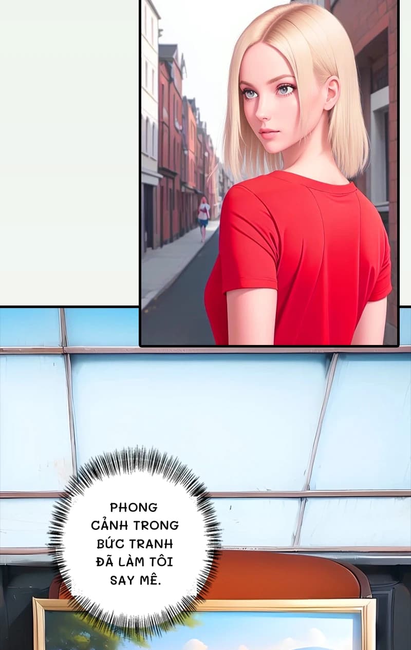 Phong cảnh trong bức tranh đã làm tôi say mê.