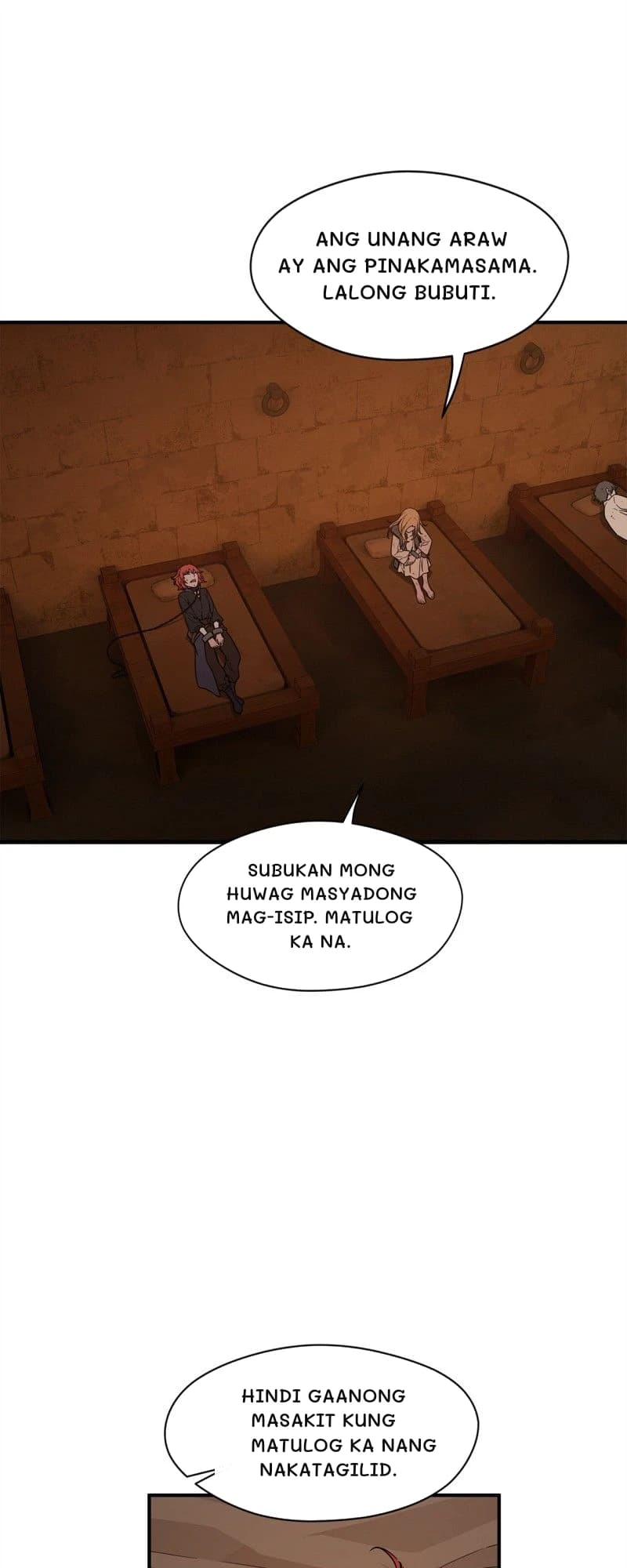Ang unang araw ay ang pinakamasama. Lalong bubuti.
Subukan mong huwag masyadong mag-isip. Matulog ka na.
Hindi gaanong masakit kung matulog ka nang nakatagilid.