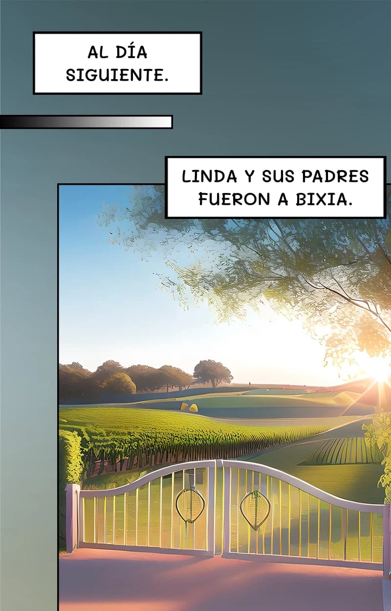 Al día siguiente.
Linda y sus padres fueron a Bixia.