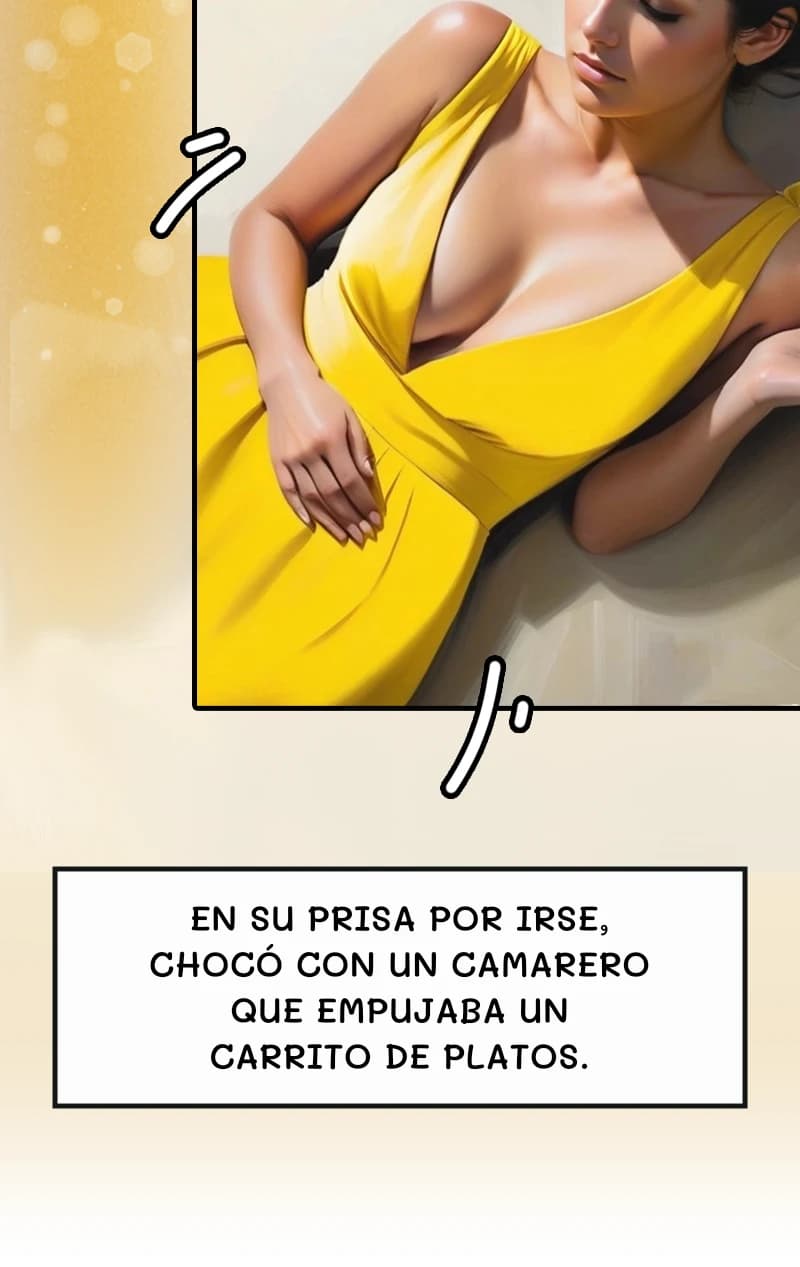 En su prisa por irse, chocó con un camarero que empujaba un carrito de platos.