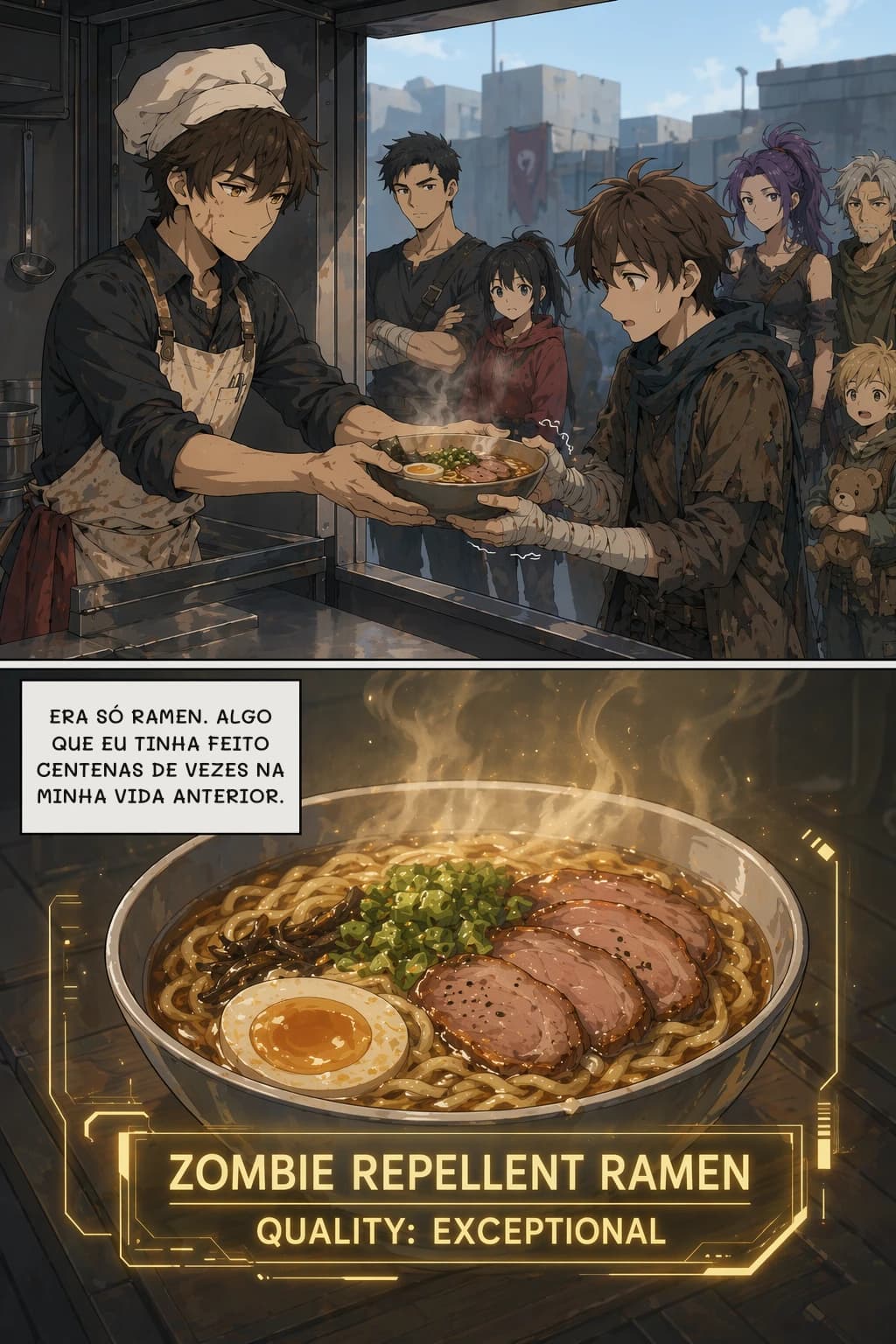 ERA SÓ RAMEN. ALGO QUE EU TINHA FEITO CENTENAS DE VEZES NA MINHA VIDA ANTERIOR.