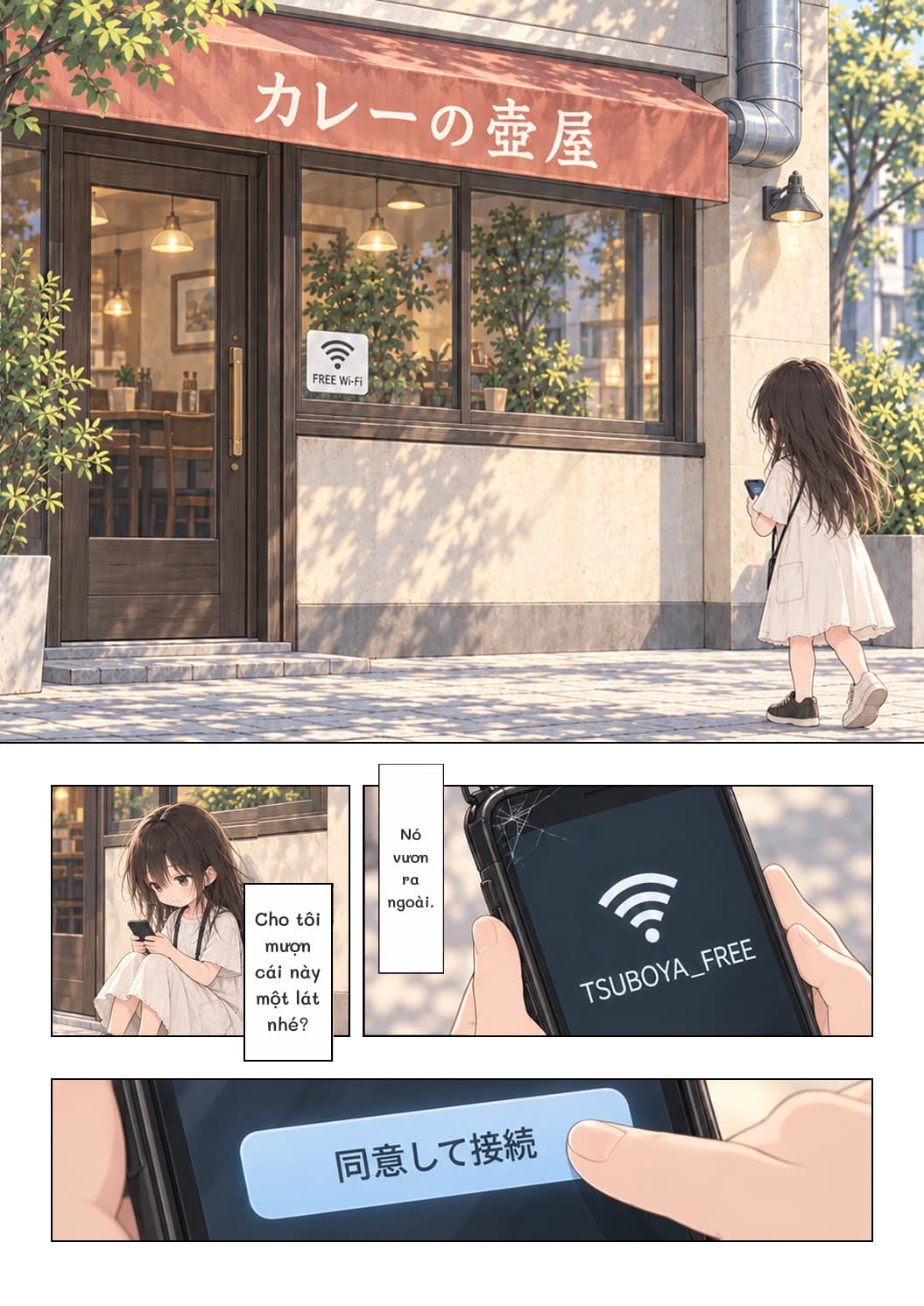 Cho tôi mượn cái này một lát nhé?
Nó vươn ra ngoài.