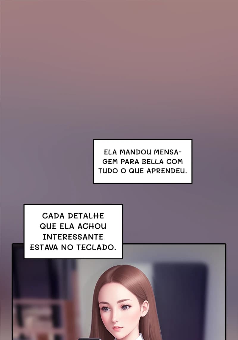Ela mandou mensagem para Bella com tudo o que aprendeu.
Cada detalhe que ela achou interessante estava no teclado.
