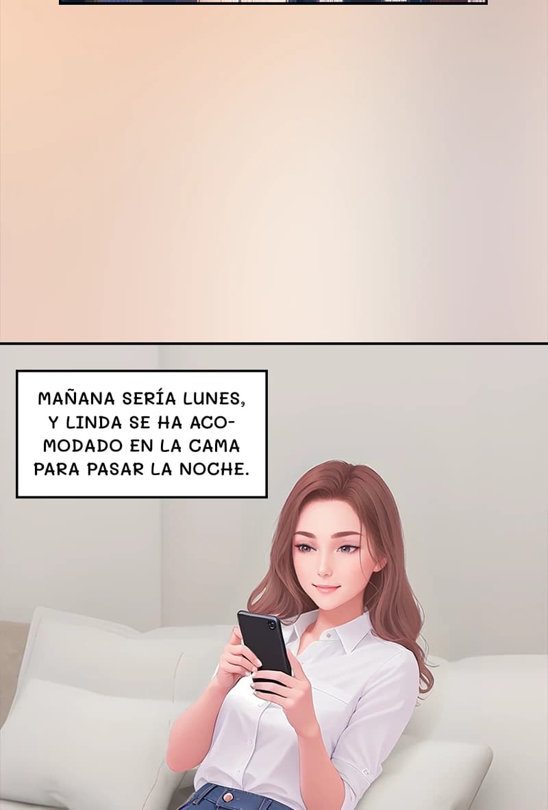 Mañana sería lunes, y Linda se ha acomodado en la cama para pasar la noche.