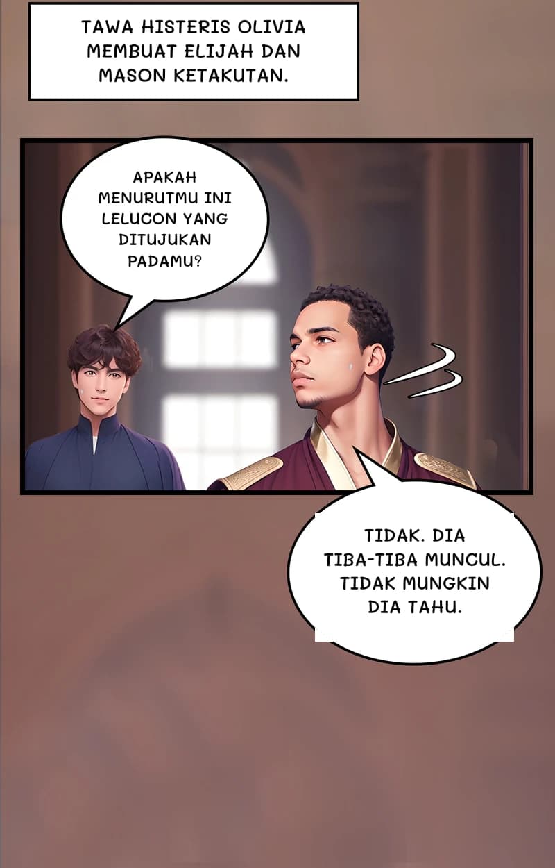 Tawa histeris Olivia membuat Elijah dan Mason ketakutan.
Apakah menurutmu ini lelucon yang ditujukan padamu?
Tidak. Dia tiba-tiba muncul. Tidak mungkin dia tahu.